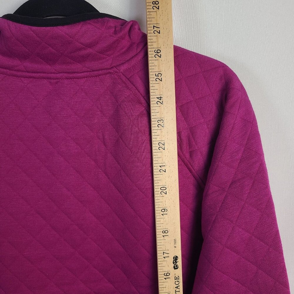 NWT Christopher & Banks Quilted Magenta Quarter Snap Pullover Top Sz L - Picture 8 of 9